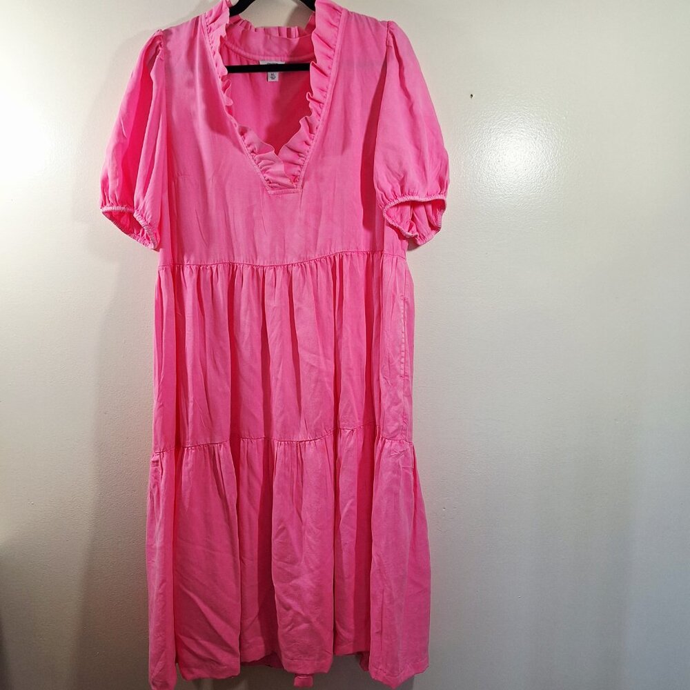 Crown and Ivey Pink ruffle maxi dress size XL
